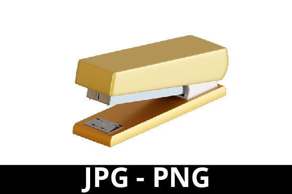 3D Rendered Gold Stapler: The Perfect Asset for Design Projects