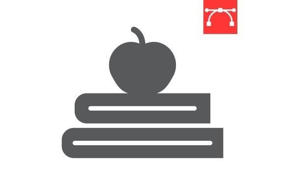 Books with Apple Glyph Icon: A Design Essential