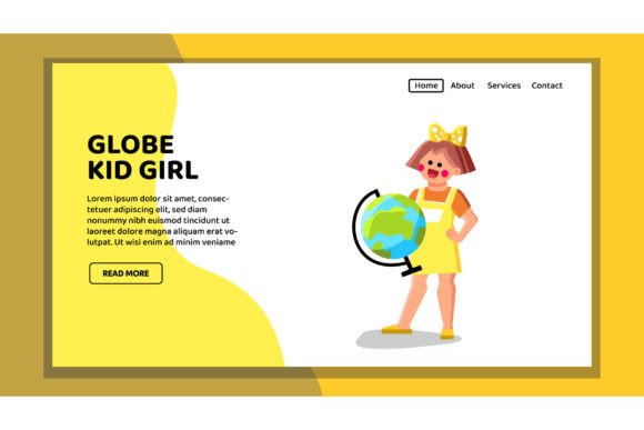 Globe Kid Girl Vector Guide