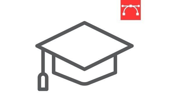 Graduation Cap Line Icon: Elevating Educational Branding with Minimalist Design