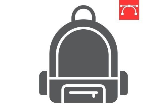 School Bag Glyph Icon: Elevating Educational Design with Precision