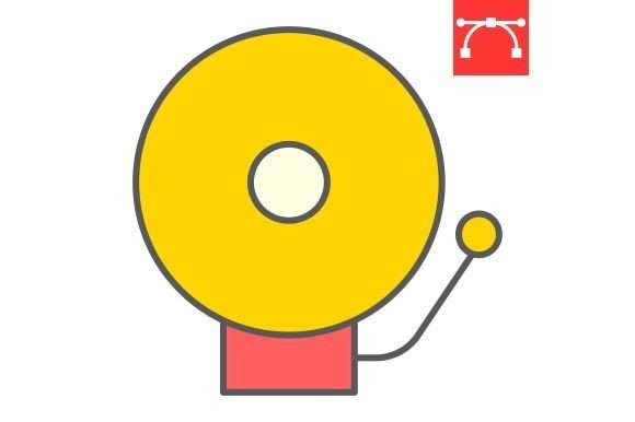 School Bell Color Line Icon Guide
