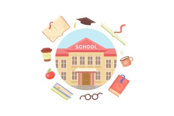 Unlocking Visual Clarity with School Building and Education Symbols Ve